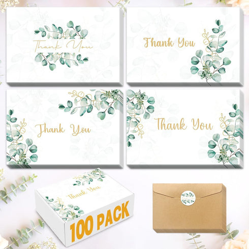 Ladygo 100PK Thank You Cards With Envelopes Bulk: 4x6 Blank Thank You Notes