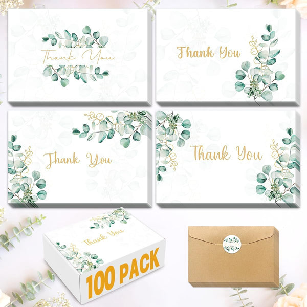 Ladygo 100PK Thank You Cards With Envelopes Bulk: 4x6 Blank Thank You Notes
