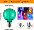 G40 Bulbs, E12 Bulbs, 0.6W 120V 2700K 25 Pack Multicolor LED Outdoor String Light Shatterproof Waterproof, Base