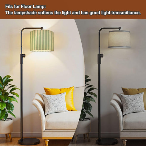 DERUINVAIO 1 Pack Lamp Shade Lampshades Elegant sage green cream vertical stripes for Drum Lamp shades for table lamps