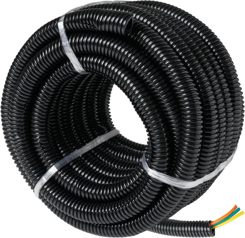 GS Power Wire Loom 1/2 Inch x 25 Ft Split Cable Sleeves for Industrial Electrical Wires, High Temperature