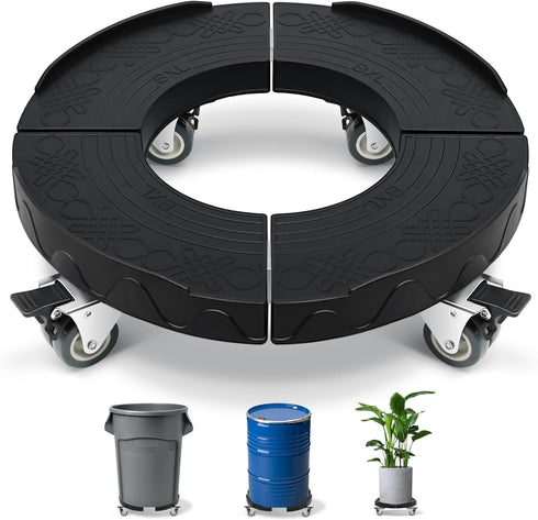 Nefish Trash Can Dolly Wheels, 15-19 Inch Adjustable Round Furniture Dolly with