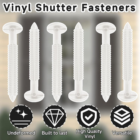 GeekNi 60Pcs 3 Inch Vinyl Shutter Fasteners Strongest Plastic Shutter Screws Window Shutters Hardware Exterior Spikes