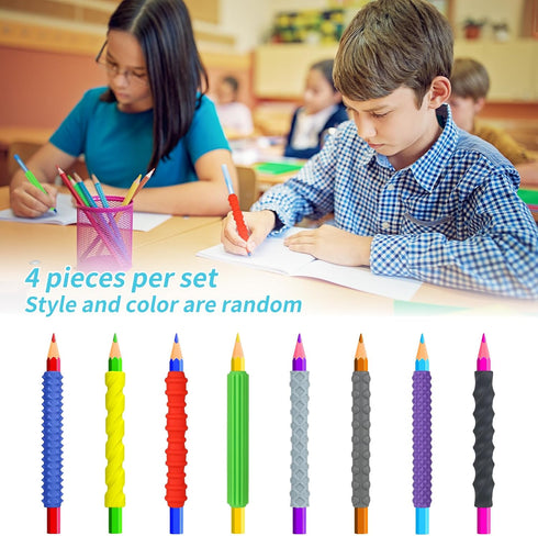jiexiato Set Sensory Pencil Grips for Kids and Adults, Silicone Pencil Sleeve Educational Tools for Autism & ADHD