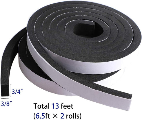 High Density Foam Tape Waterproof Sealing Strip CR Strips Neoprene Single-sided Adhesive EVA Seal 3/4in X 3/8in X 13Ft by MXCELL