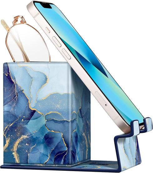 Fintie Pencil Holder with Magnetic Base - Eyeglasses Stand, Desktop Organizer for Office Supplies, Ocean Marble