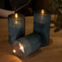 ANGELLOONG Blue Flameless Candles with Remote, Flickering Led Candles with Timer, Electric Pillar Candles for Bathroom