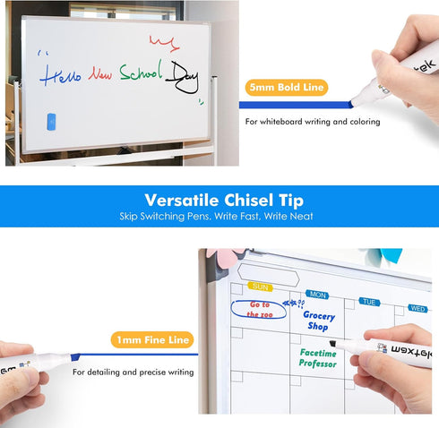 Set 4 Count 1 maxtek Low Odor Dry Erase Markers Chisel Tip, Whiteboard Markers with Magnetic Eraser