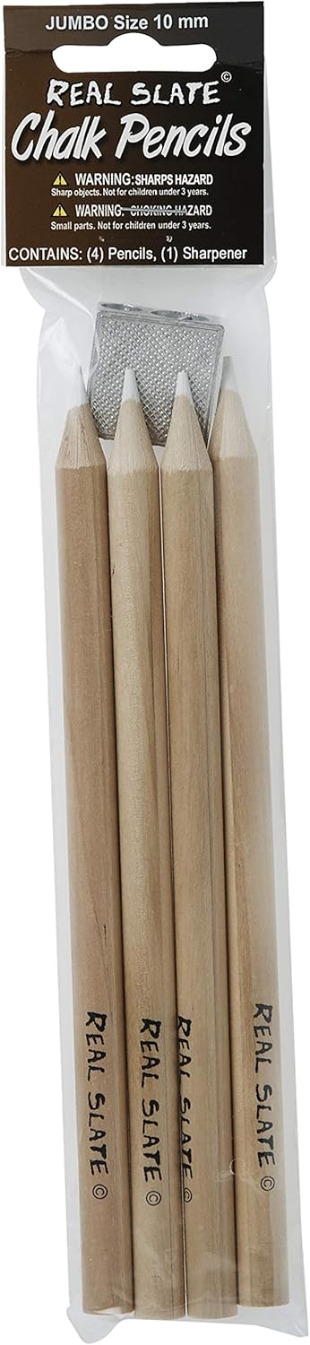 Pepperell Real Slate Chalk Pencils, 5/Pkg with Sharpener, Sandal