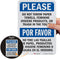 SmartSign Bilingual Sign, "Please Do Not Throw Paper Towels, Feminine Hygiene Products, Or Trash In The Toilet" | 7" x
