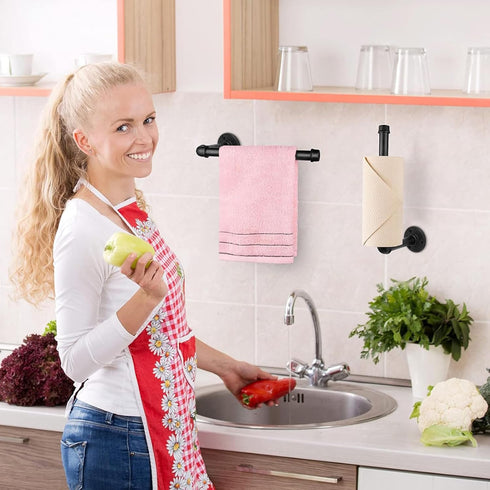 (13" Livabber Industrial Pipe Toilet Paper Holder - Vintage Style DIY Wall Mount Roll Tissue Towel Holder for Bathroom
