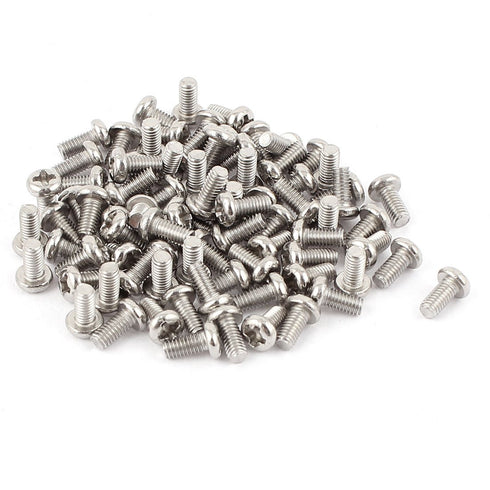 uxcell M3 x 6mm 304 Stainless Steel Cross Head Phillips Pan Head Screws, 60pcs