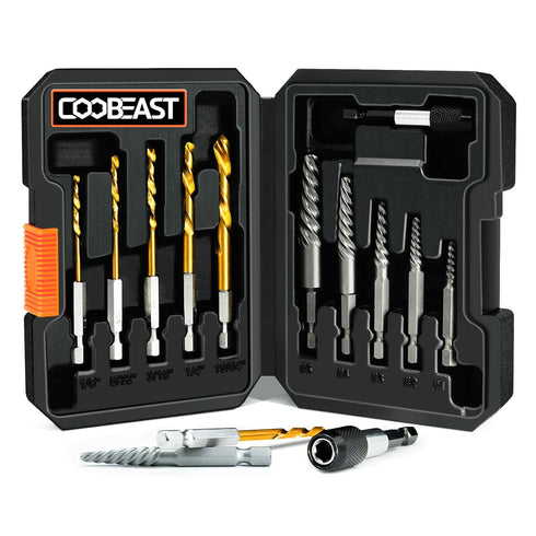 11Pcs Screw Extractor Set, Left Hand Drill Bit and Bolt Extractor Kit for Stripped Screws and Bolts