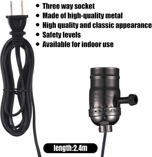 2 Set 8'' 12" 3 8 Baquler Lamp Rewire Kit Make a Lamp or Repair Kit with Harp Tube Pipe Way Socket ft Cord and All