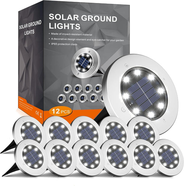 INCX 4.6 inch Solar Lights Outdoor Waterproof,12 Pack Solar Lights for Outside,