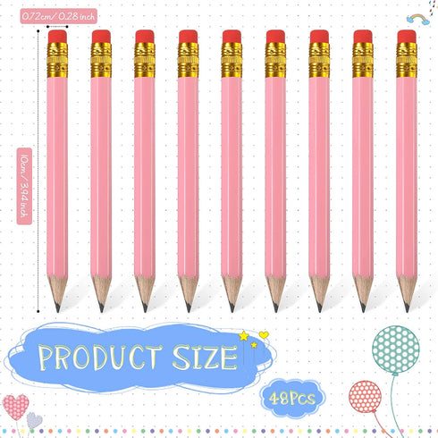 Zonon 48 Pieces Golf Pencils, Mini Pencils with Eraser for Kids, Bridal Shower, School, Office Writing