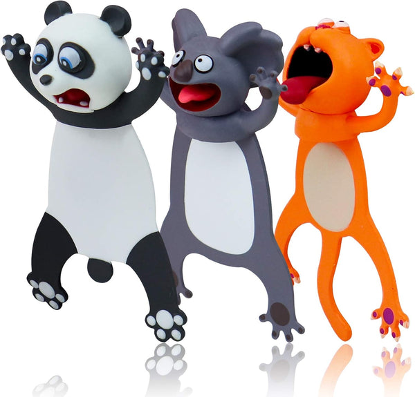Funny Bookmarks, 3PCS Wacky Pals, Cute Animals Bookmarks for Kids, Boys and Girls