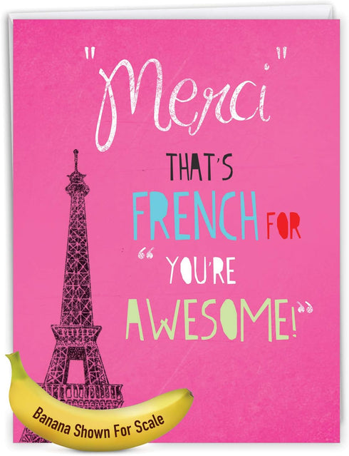 NobleWorks Thank You Card with Envelope (XL 8.25 x 9.75 Inch), Floral Paris, All Occasion Notecard