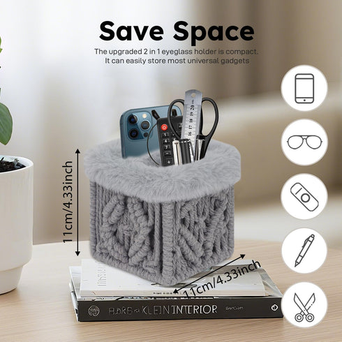 2 1 in Glasses Holder Stand, Anti-scratch Plush Lined Eyeglass Holder Stand, Eye-glass Storage Organizer Case