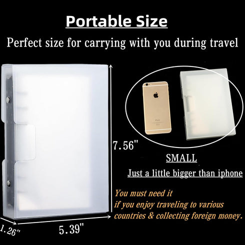 Ettonsun Thickened 100 Pocket Dollar Bill Holders for Collectors, Small Size Currency Storage Album Holder for Travel