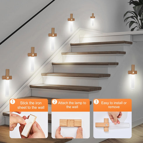 Closet ASAWASA Motion Sensor Night Lights, Under Cabinet LightingMagnet Body Hallway Lamp, Rechargeable Battery Powered