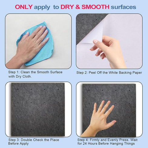 Large Gray Felt Pinboard Bulletin Boards, 12"x12"-1/2" Thick Cork Board with Push Pins & Dowel Pins