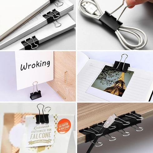 JANYUN 150Pcs Medium Binder Clips, 25mm/1 Inch Large Paper Clamps for Office School Home Supplies (Black)