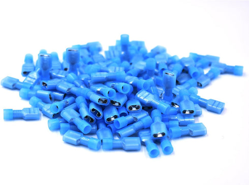 100pcs Female Fully Insulated Wire Crimp Terminal Nylon Quick Connectors - Wiring Spade (Female)