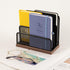 Wooden Desk Mail Organizer, 2 Pack, Metal Mesh with 3 Vertical Compartments for Letters, Postcards, Brochures