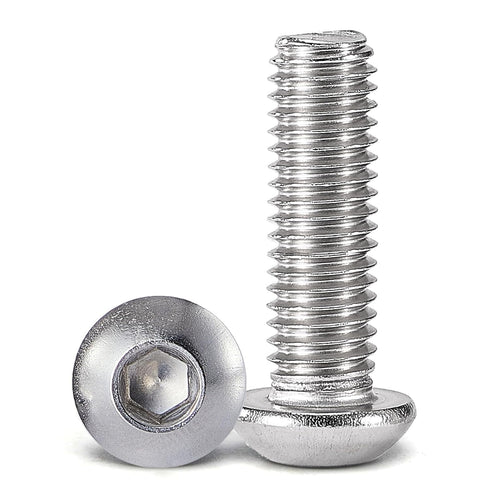 M6-1.0 x 16mm Button Head Socket Cap Bolts Screws, 304 Stainless Steel 18-8, Allen Socket Drive, Quantity 25
