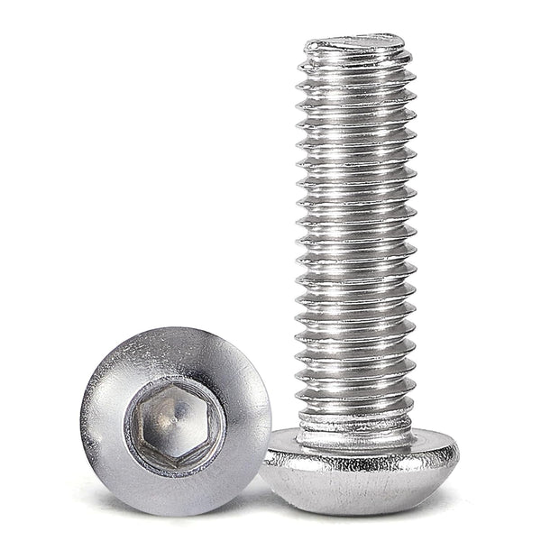 M6-1.0 x 16mm Button Head Socket Cap Bolts Screws, 304 Stainless Steel 18-8, Allen Socket Drive, Quantity 25