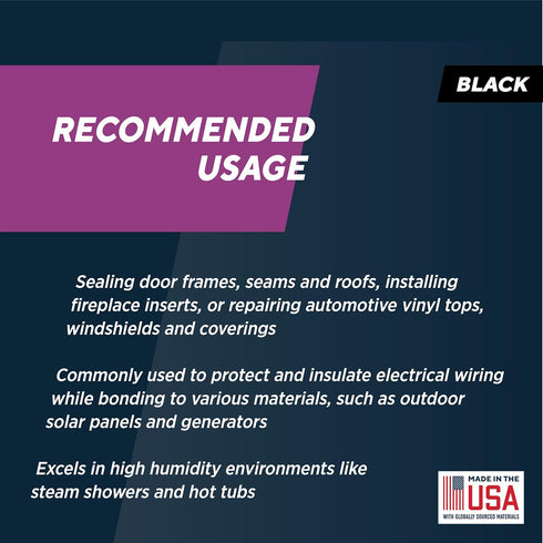 Rutland 500°F RTV High Heat Silicone Sealant, Black, USA-Made Gasket Maker