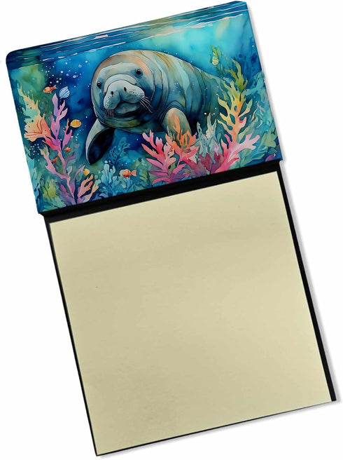 Caroline's Treasures Manatee Sticky Note Holder, Refillable Dispenser for Self-Sticky Note Pads