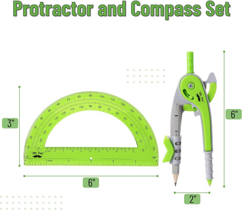 Mr. Pen Compass and Protractor Set - Geometry Kit for Math, School Supplies with Compass and Protractor