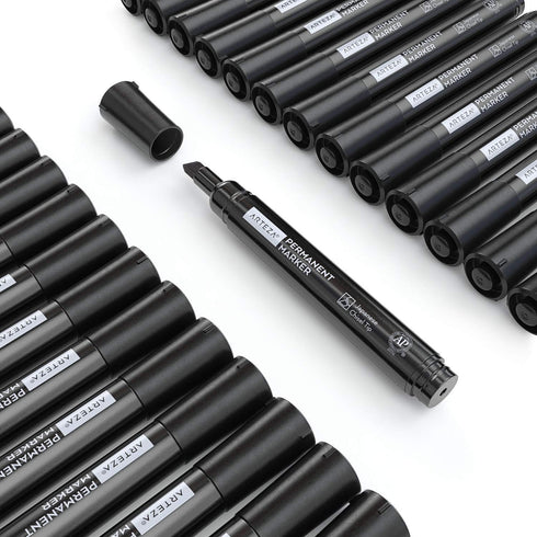 Set 36, ARTEZA Permanent Markers, of Black, Chisel Tip, Waterproof