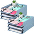 TecUnite 6 Pieces Stackable Letter Trays, Blue File Organizer for Office Classroom Desktop Storage