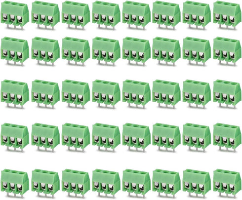 Green 40PCS 3P 3 Pin Screw Terminal Block Connector | 3.5mm Pitch for Arduino, 10A 300V
