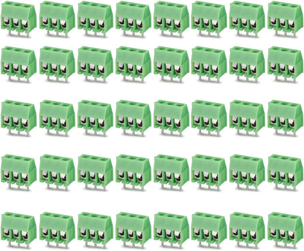 Green 40PCS 3P 3 Pin Screw Terminal Block Connector | 3.5mm Pitch for Arduino, 10A 300V