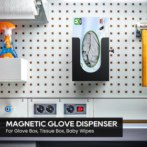 2 Pack, THYGIFTREE Magnetic Glove Box Holder Wall Mount Metal Rubber Disposable Latex Gloves Tissue Dispenser for Tool