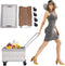 MooneHived Foldable Cart, Rolling Storage Crate with Lid Wheels, 55L Large Capacity Collapsible
