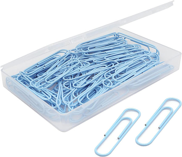 Large Paper Clips, Jumbo, 50mm, 2 inches, Smooth, 100 Pcs/Box (Light Blue)
