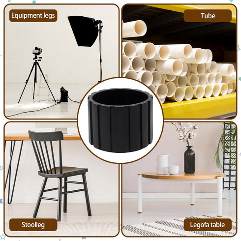 PINE & LINEN 4pcs Home/Office(1-1/2inch,38mm) Black Non-Slip Chair Leg Caps,Rubber Round Chair Leg Protectors