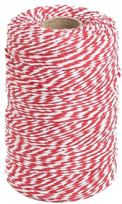 Red and White Twine, 656 Feet Cotton Baker's Twine for Crafts, Gift Wrapping, and Baking