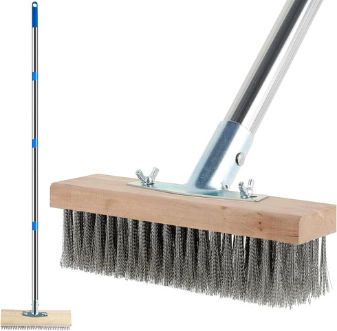 Enwomaty Concrete Scrub Brush - Concrete Brush Wire Broom with 62" Long Handle