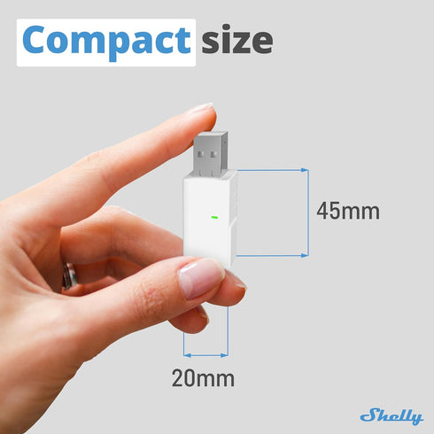 Shelly BLU Gateway | Bluetooth WiFi Gateway in a USB-A dongle | Home Automation | Compatible with Alexa & Google Home | iOS Android App | WiFi Range Extender | Wire-Free