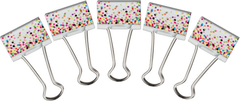 Teacher Created Resources Confetti Binder Clips, Medium, 8 Per Pack, 6 Packs
