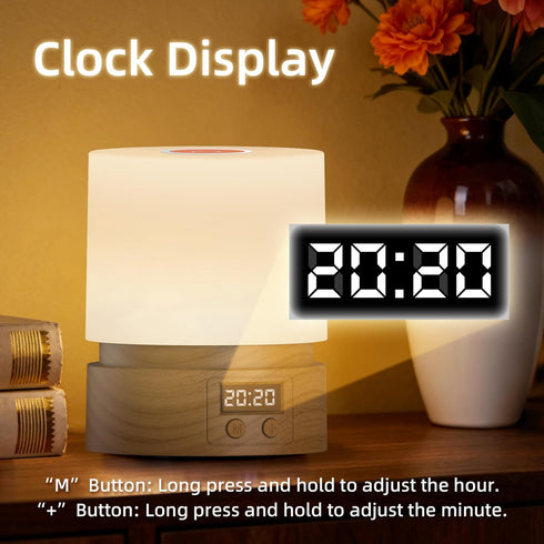 QDPKPI 3 Dimming Nursery Night Light with Clock for Kids, Touch Lamp Bedside Desk Lamp, Portable Breastfeeding Night