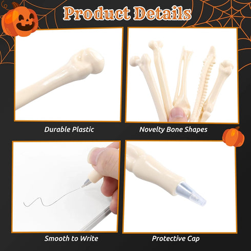 Lnrueg 50 PCS Bone Ballpoint Pens, Skeleton Finger Novelty Nursing Pen, 0.5mm Black Ink for Doctors, Nurses, Halloween