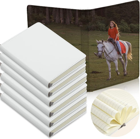 Zonon Sublimation Journal Blank Notebooks A6, 190 Pages Thick Faux Leather Notebooks for Office Supplies, White