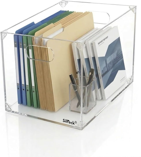 Silreck Clear Acrylic File Organizer for Desk Desktop Document Holder for A4 &